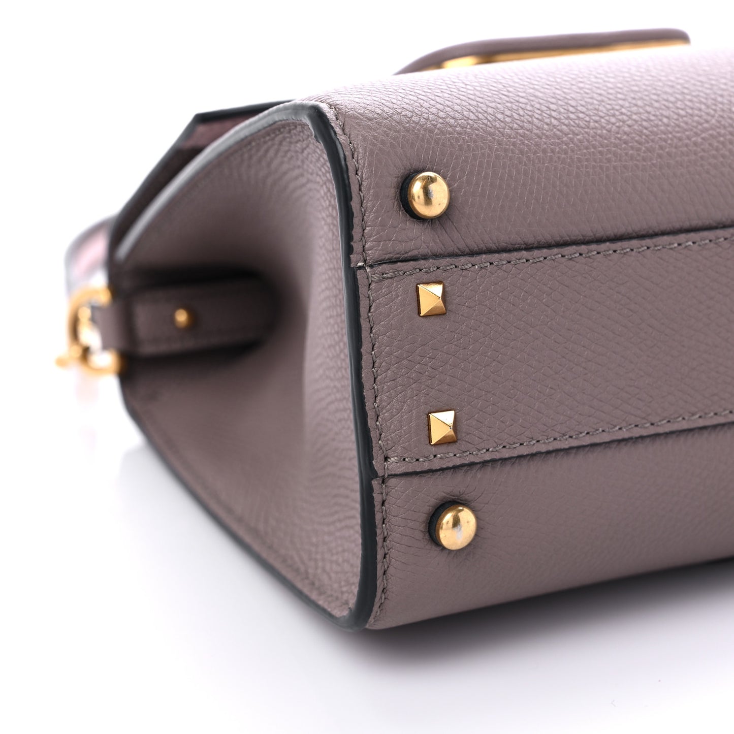 Grainy Calfskin Small VSling Top Handle Bag Clay