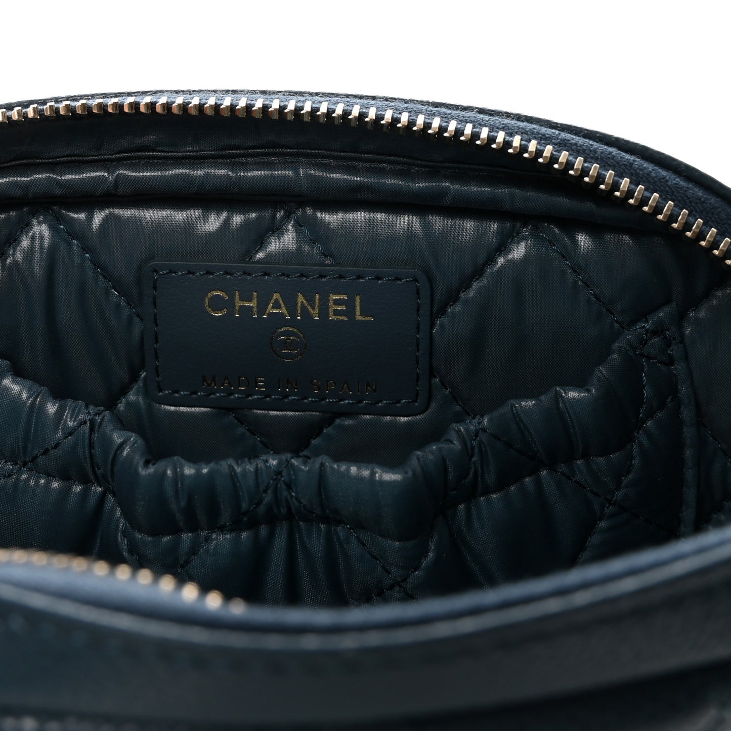 Caviar Quilted Small Curvy Pouch Cosmetic Case Blue