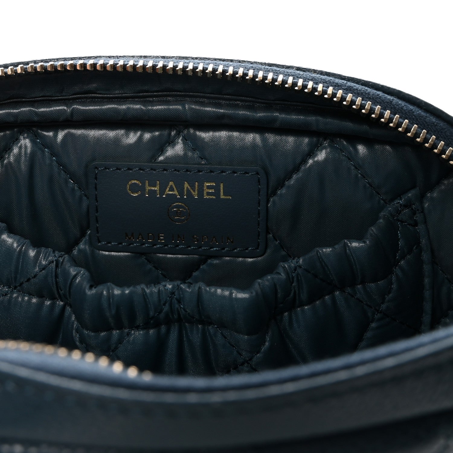 Chanel Caviar Quilted Small Curvy Pouch Cosmetic Case Blue 6 of 8