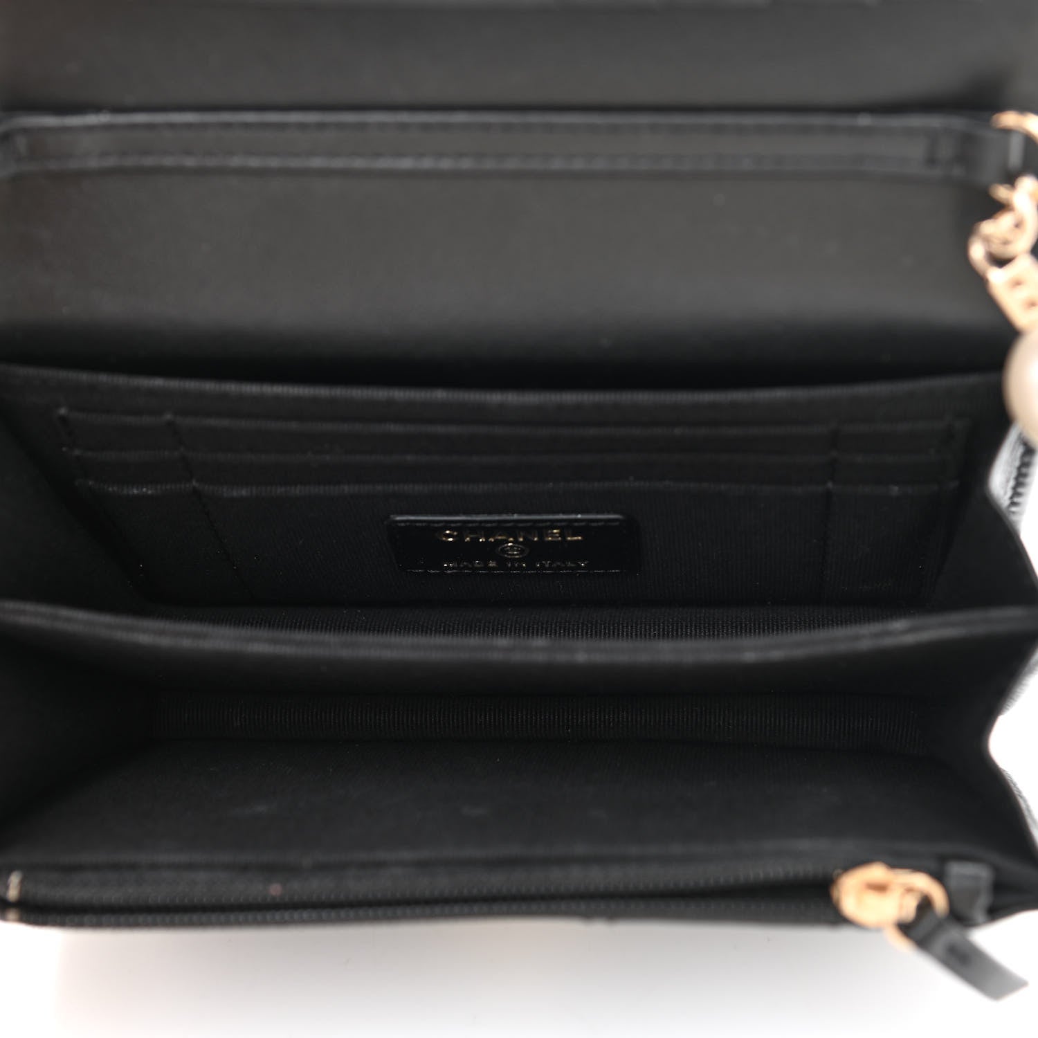 Chanel Calfskin Quilted Mini Maxi Pearls Wallet On Chain WOC Black 5 of 11