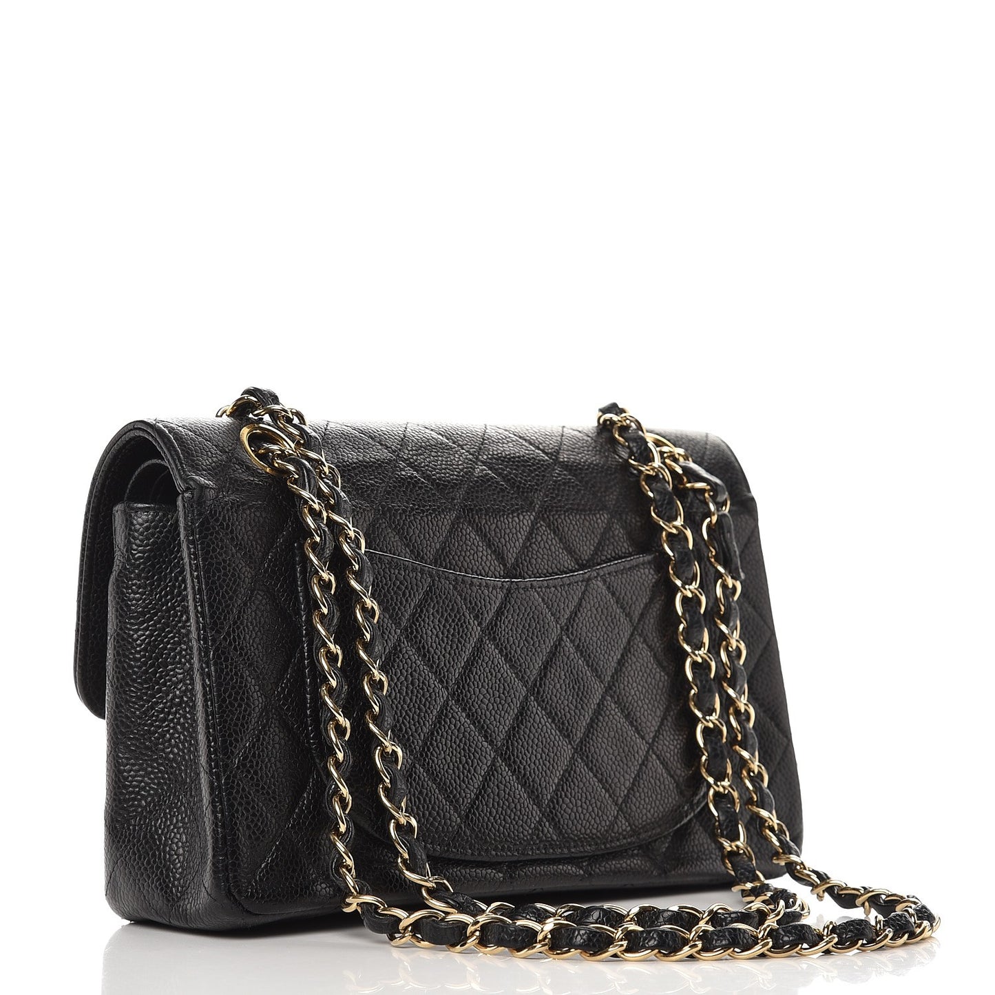 Caviar Quilted Medium Double Flap Black