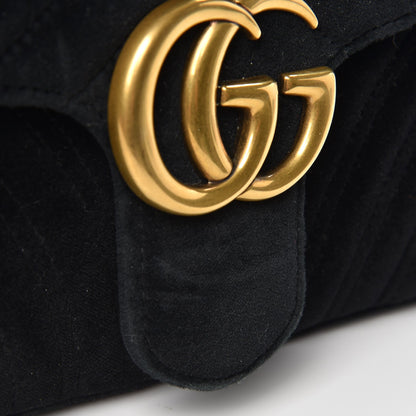Gucci Velvet Matelasse Small GG Marmont Shoulder Bag Black 6 of 8