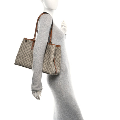 Gucci GG Supreme Monogram Emblem Large Tote Bag Beige Dark Brown 2 of 9