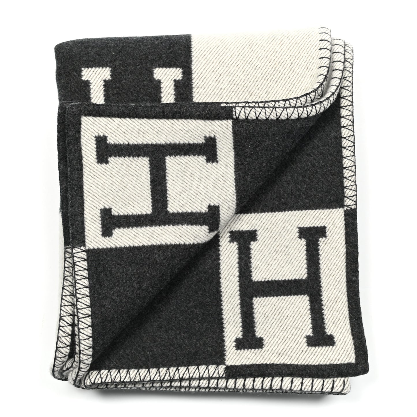 Wool Cashmere Avalon Blanket Ecru Gris Fonce