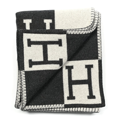Hermes Wool Cashmere Avalon Blanket Ecru Gris Fonce 2 of 3