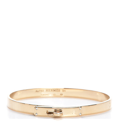 Hermes 18K Yellow Gold Diamond Kelly PM Bangle S 1 of 6