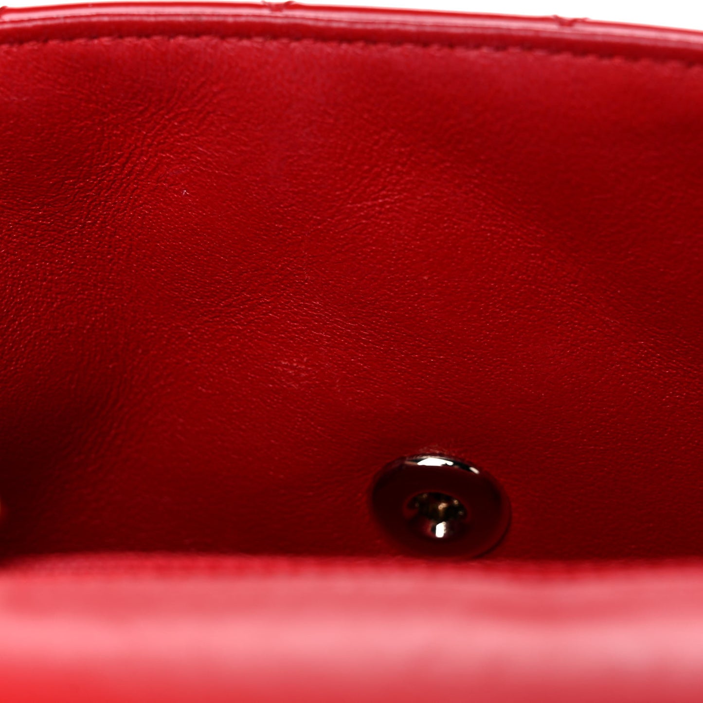 Patent Calfskin Quilted Mini Rectangular Flap Red