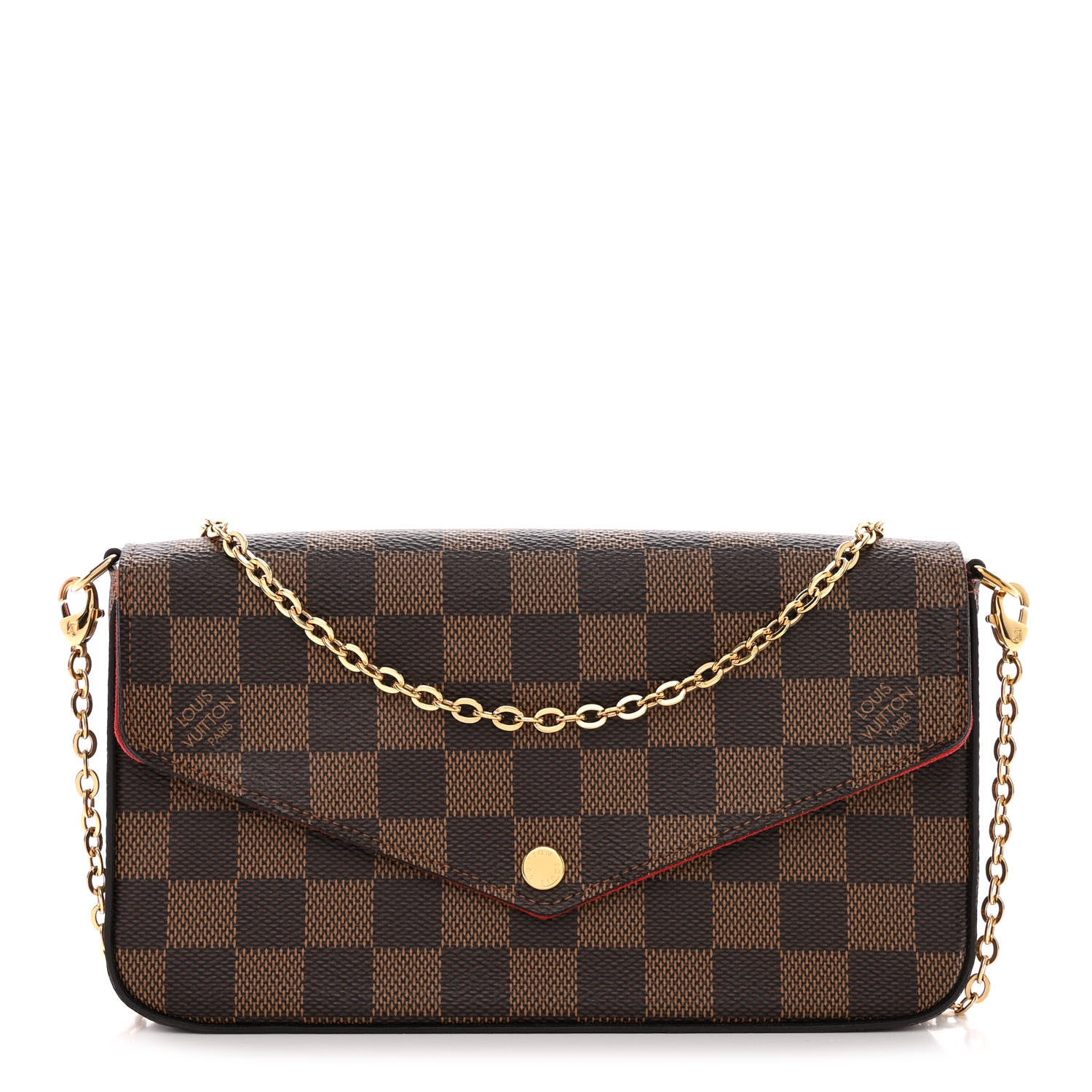 Louis Vuitton Damier Ebene Pochette Felicie Chain Wallet 2 of 13