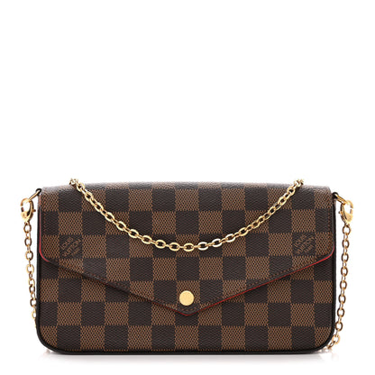 Louis Vuitton Damier Ebene Pochette Felicie Chain Wallet 2 of 13