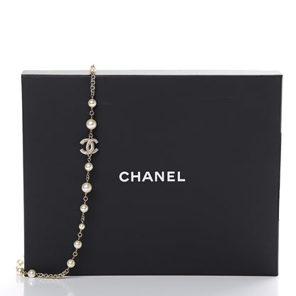 Chanel Crystal Pearl CC Long Necklace Gold 4 of 4