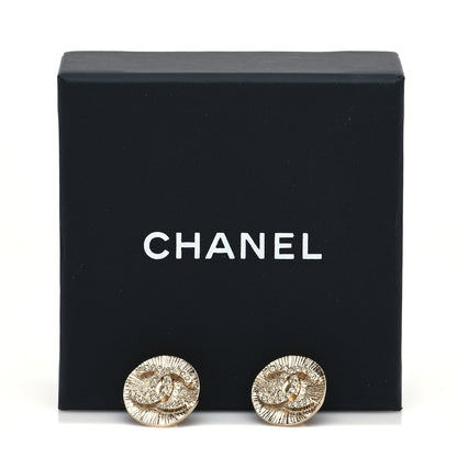 Chanel Crystal CC Round Medallion Earrings Light Gold 6 of 6
