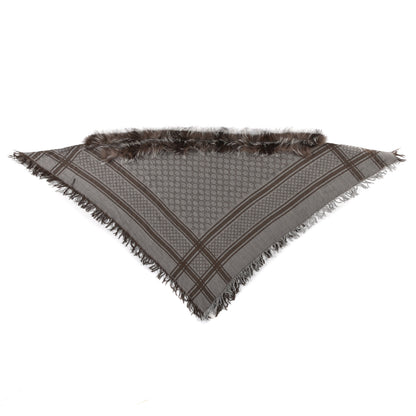Gucci Wool Silk Fox Fur Monogram Shawl Scarf Brown 1 of 5