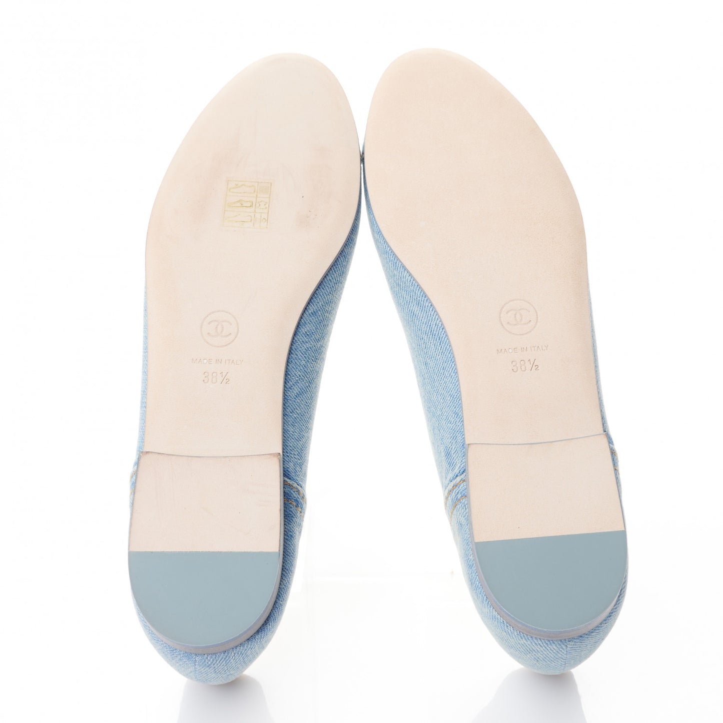 Denim CC Cap Toe Ballerina Flats 38.5 Light Blue