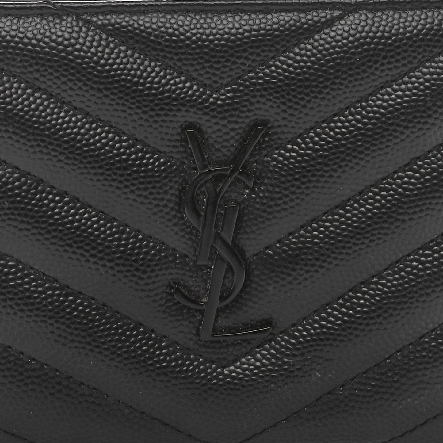Grain De Poudre Matelasse Chevron Monogram Monochrome Zipped Two-Part Wallet Black