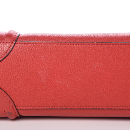 Celine Drummed Calfskin Nano Luggage Coquelicot 8 of 12