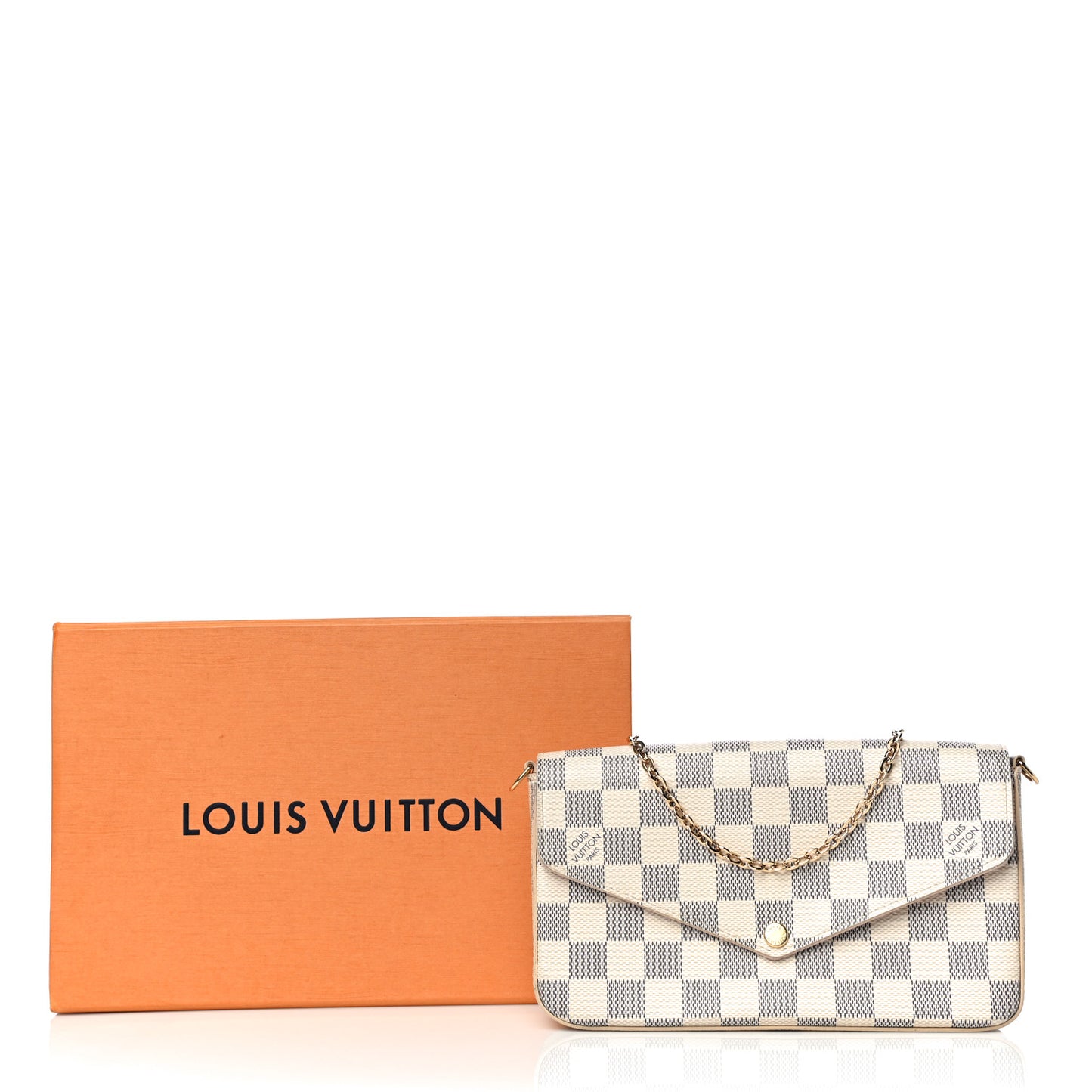Damier Azur Pochette Felicie Chain Wallet Rose Ballerine