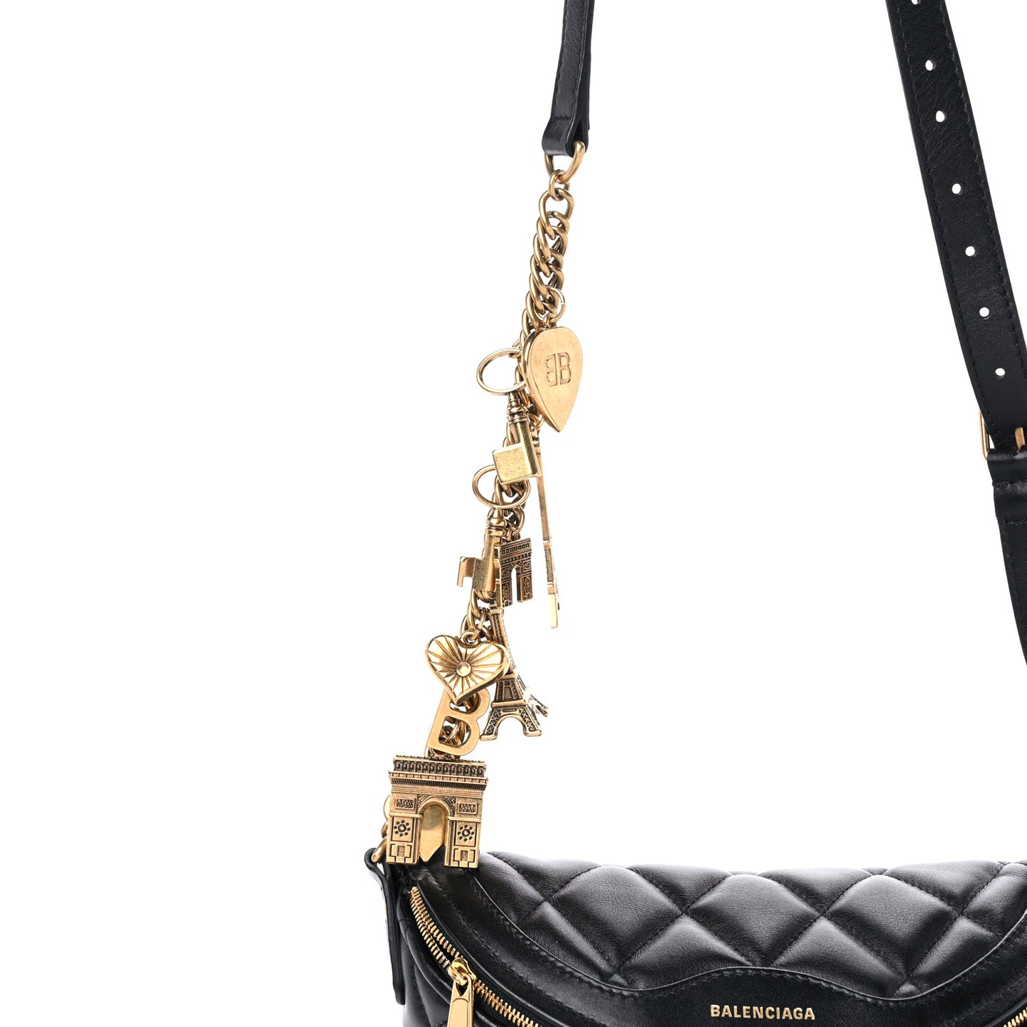 Calfskin Quilted XXS Souveniers Charms Belt Bag Black
