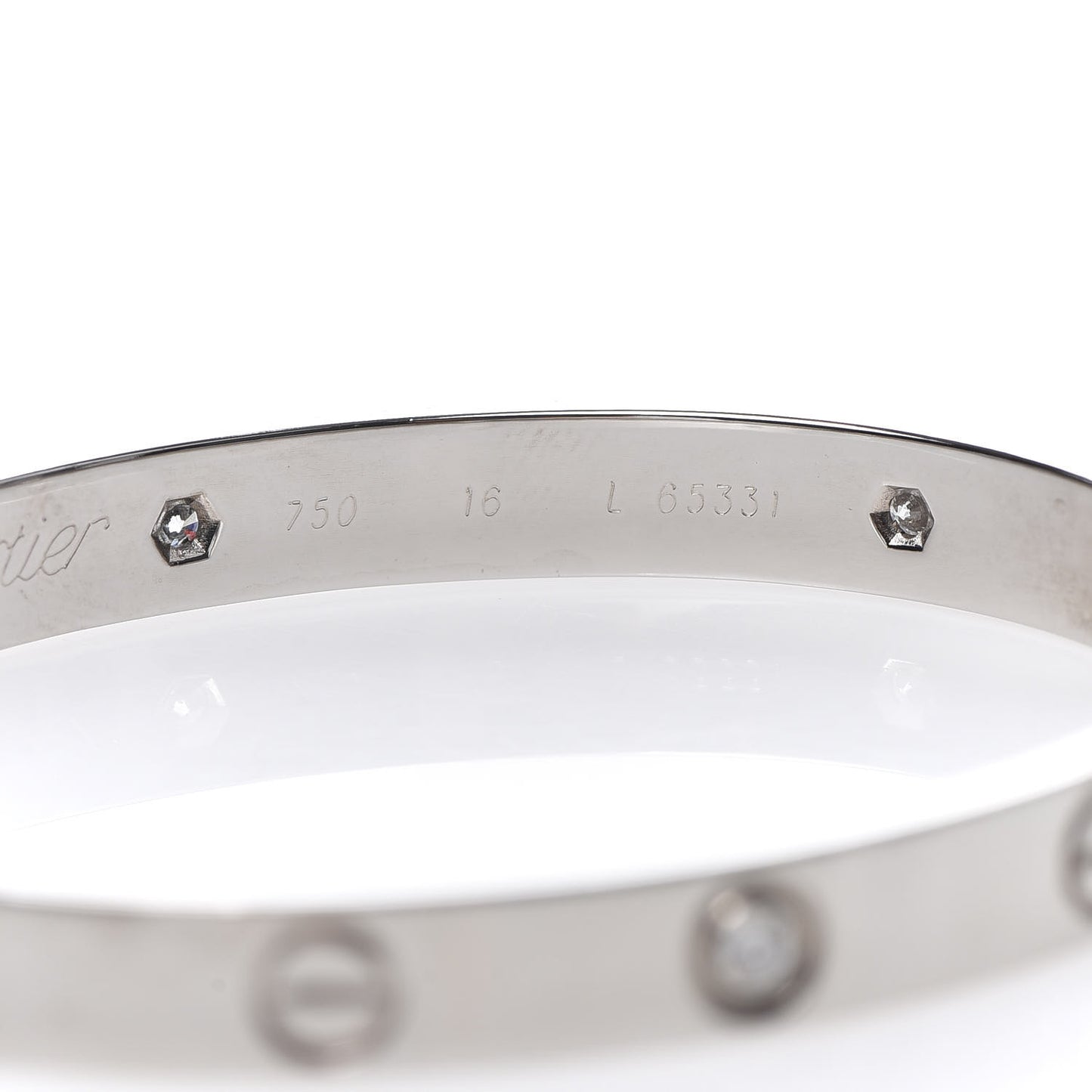 18K White Gold 6 Diamond LOVE Bracelet 16