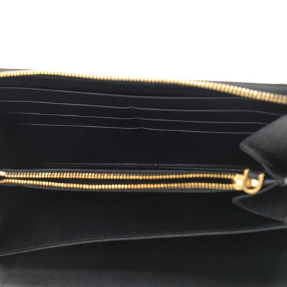 Prada Saffiano Metal Large Zip Around Travel Wallet Black 7 of 7