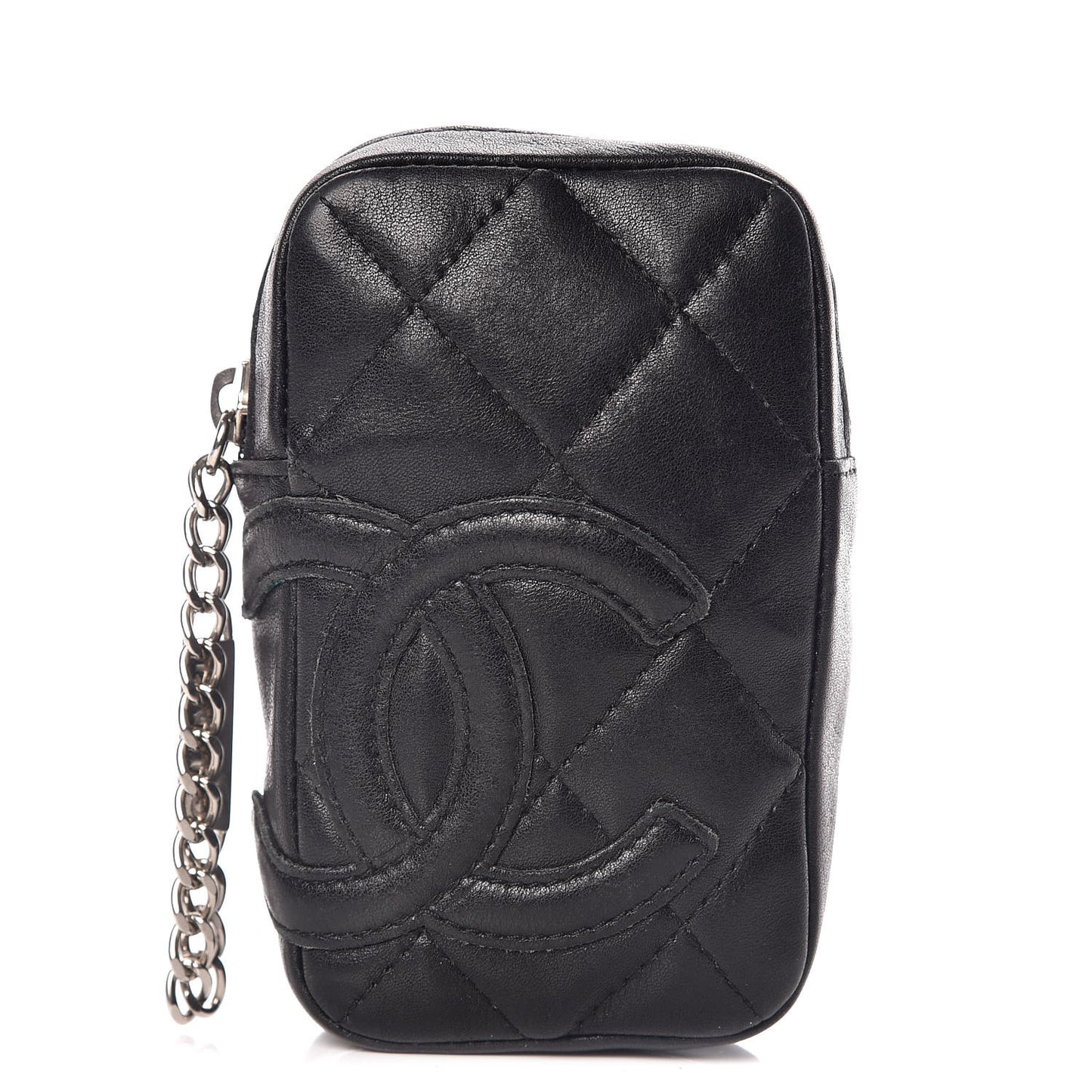 Calfskin Quilted Cambon Cigarette Case Holder Black