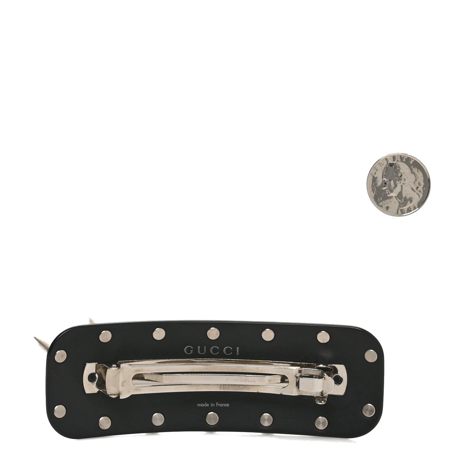 Gucci Resin Spikes Crystal Single Hair Barrette Black 2 of 4