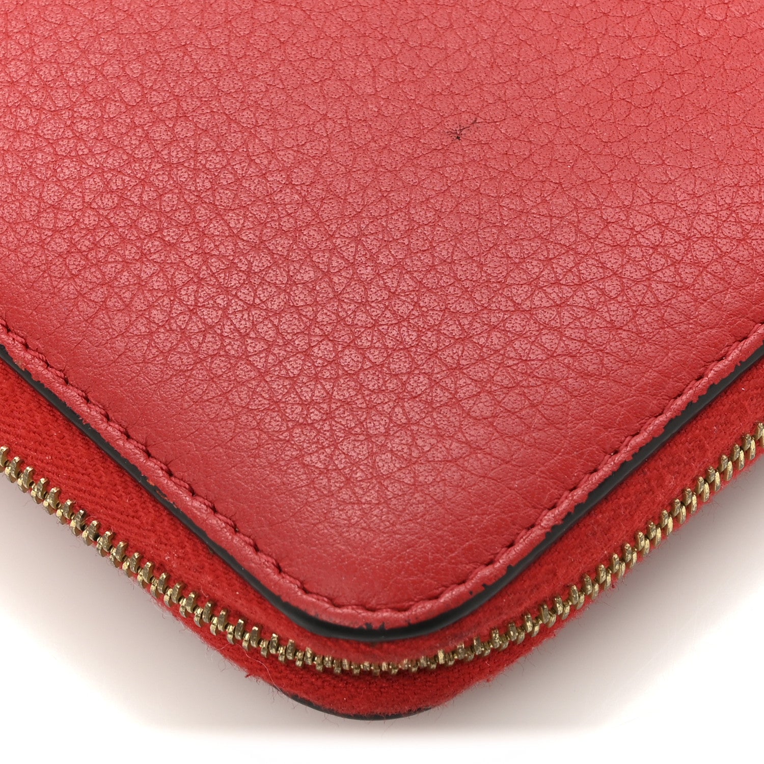 Celine Drummed Calfskin Large Zip Around Multifunction Wallet Red 12 of 12
