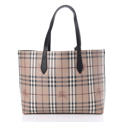 Burberry Grainy Calfskin Haymarket Check Medium Reversible Tote Black 5 of 14