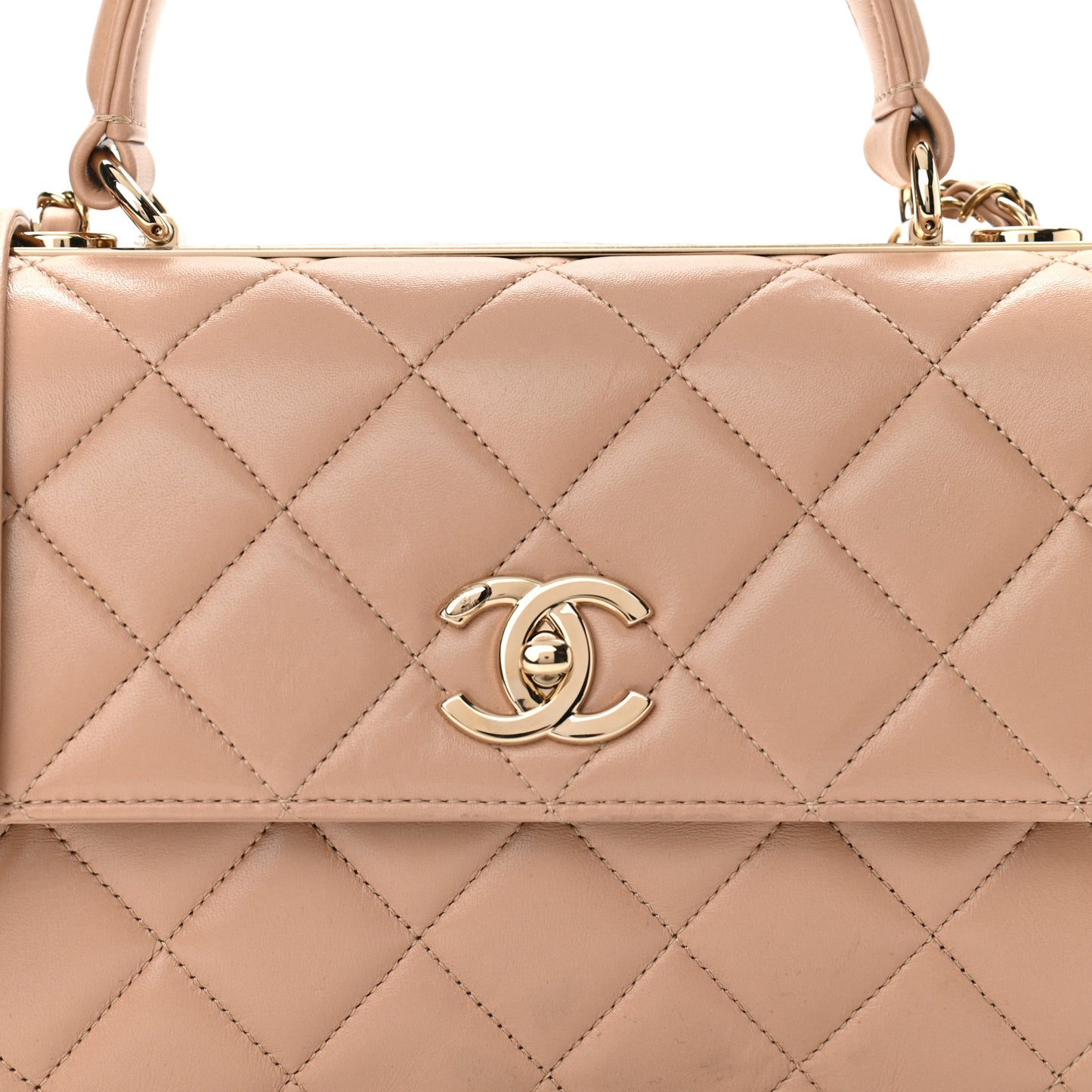 Lambskin Quilted Small Trendy CC Dual Handle Flap Bag Beige