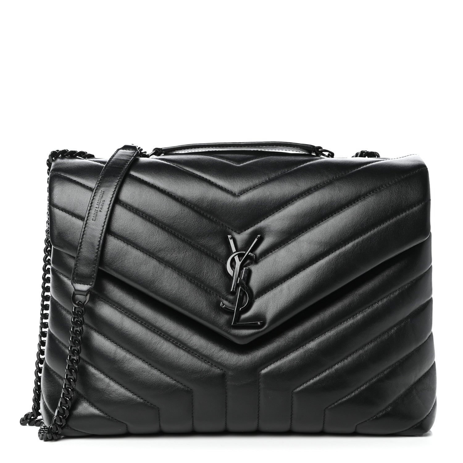 Saint Laurent Calfskin Y Quilted Monogram Medium Loulou Chain Satchel Black 1 of 8