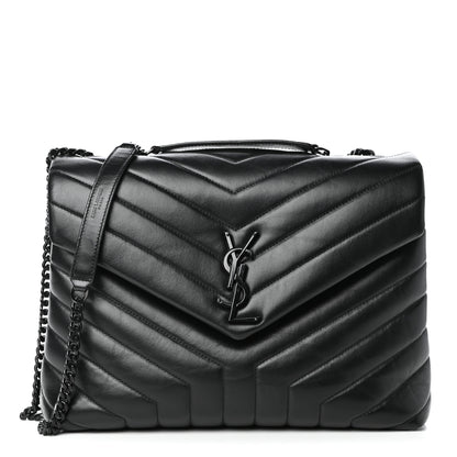 Saint Laurent Calfskin Y Quilted Monogram Medium Loulou Chain Satchel Black 1 of 8