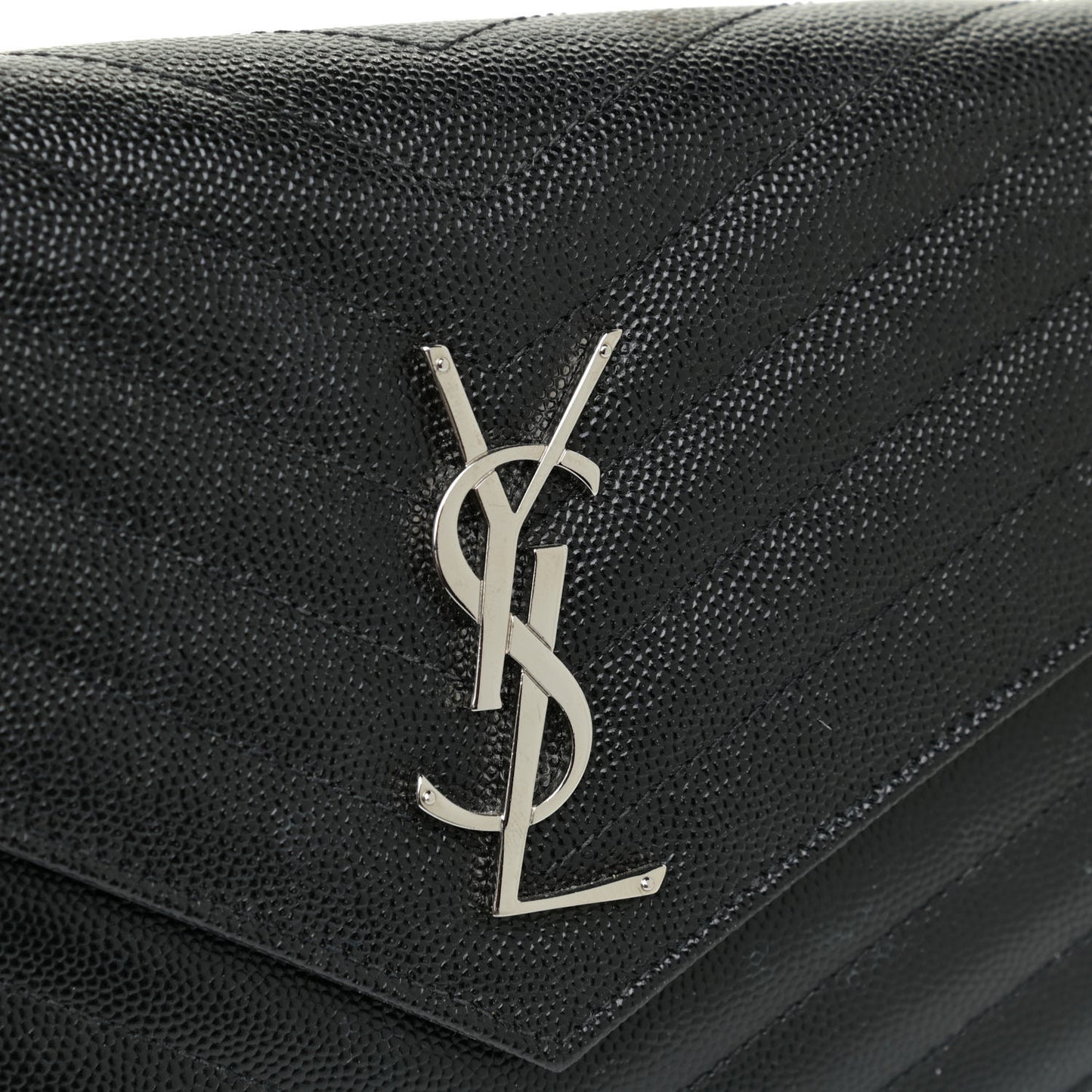 Grain De Poudre Matelasse Chevron Monogram Chain Wallet Black