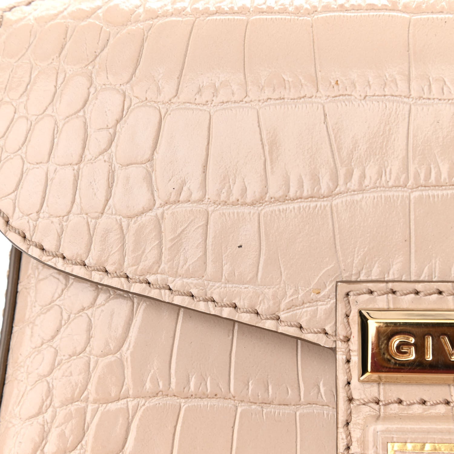 Givenchy Calfskin Crocodile Embossed Mini Nobile Shoulder Bag Nude Pink 9 of 9