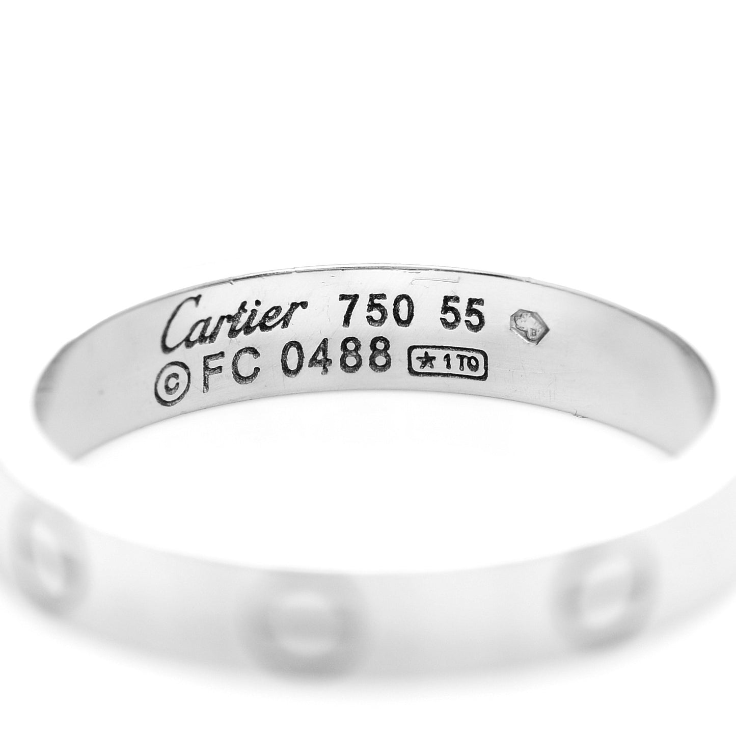 18K White Gold 3.5mm LOVE Wedding Band Ring 55 7.25