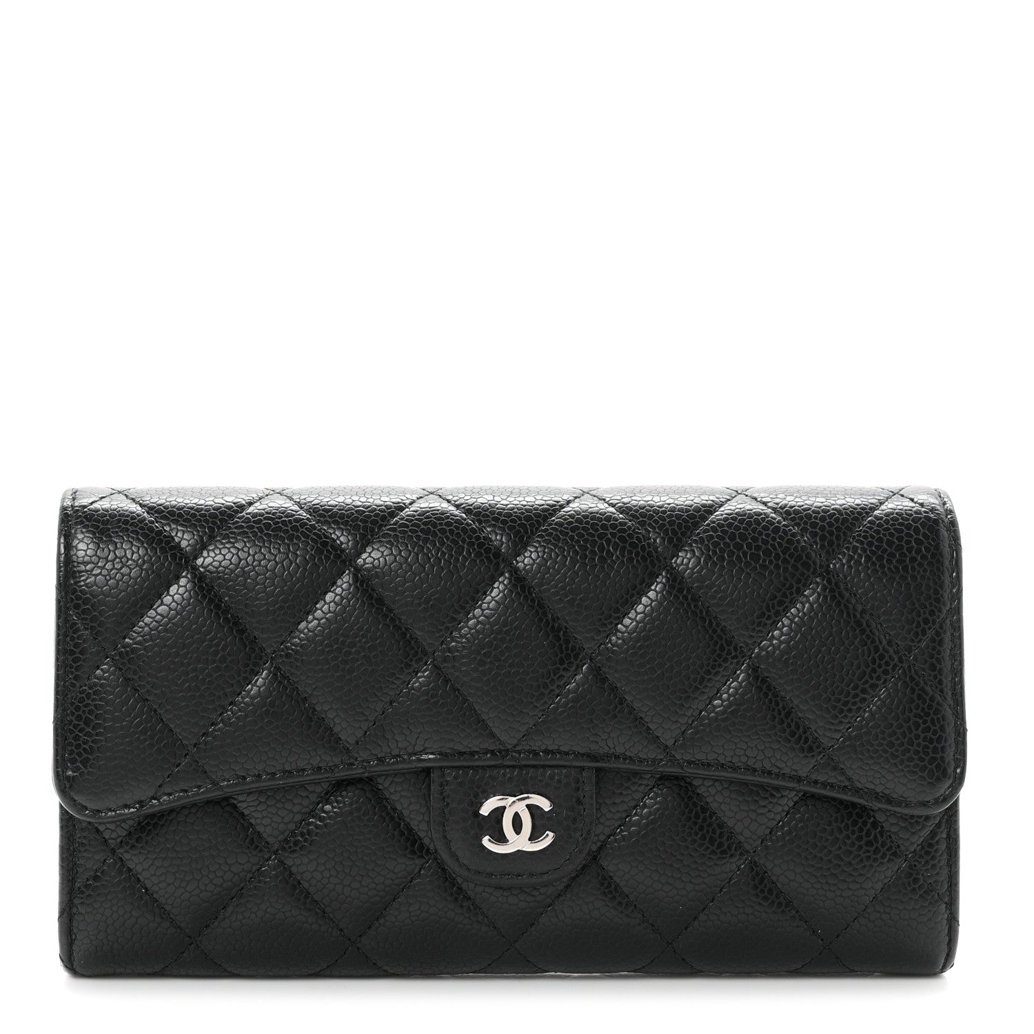 Chanel Caviar Quilted Large Gusset Flap Wallet Black 1 of 9