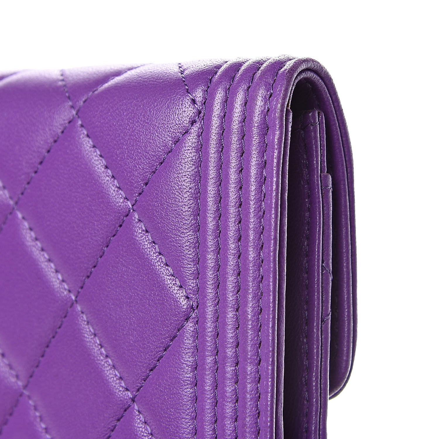 Chanel Lambskin Quilted Small Boy Flap Wallet Purple 12 of 14