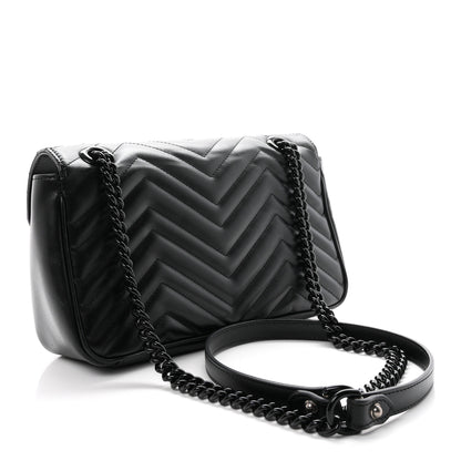 Gucci Calfskin Matelasse Monochrome Small GG Marmont Shoulder Bag Black 3 of 10