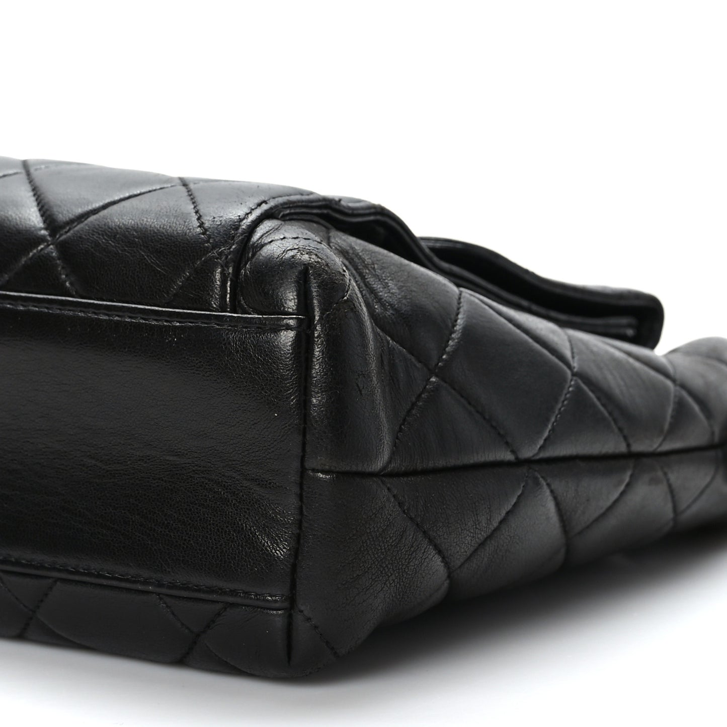 Lambskin Quilted Flap Shoulder Bag Black