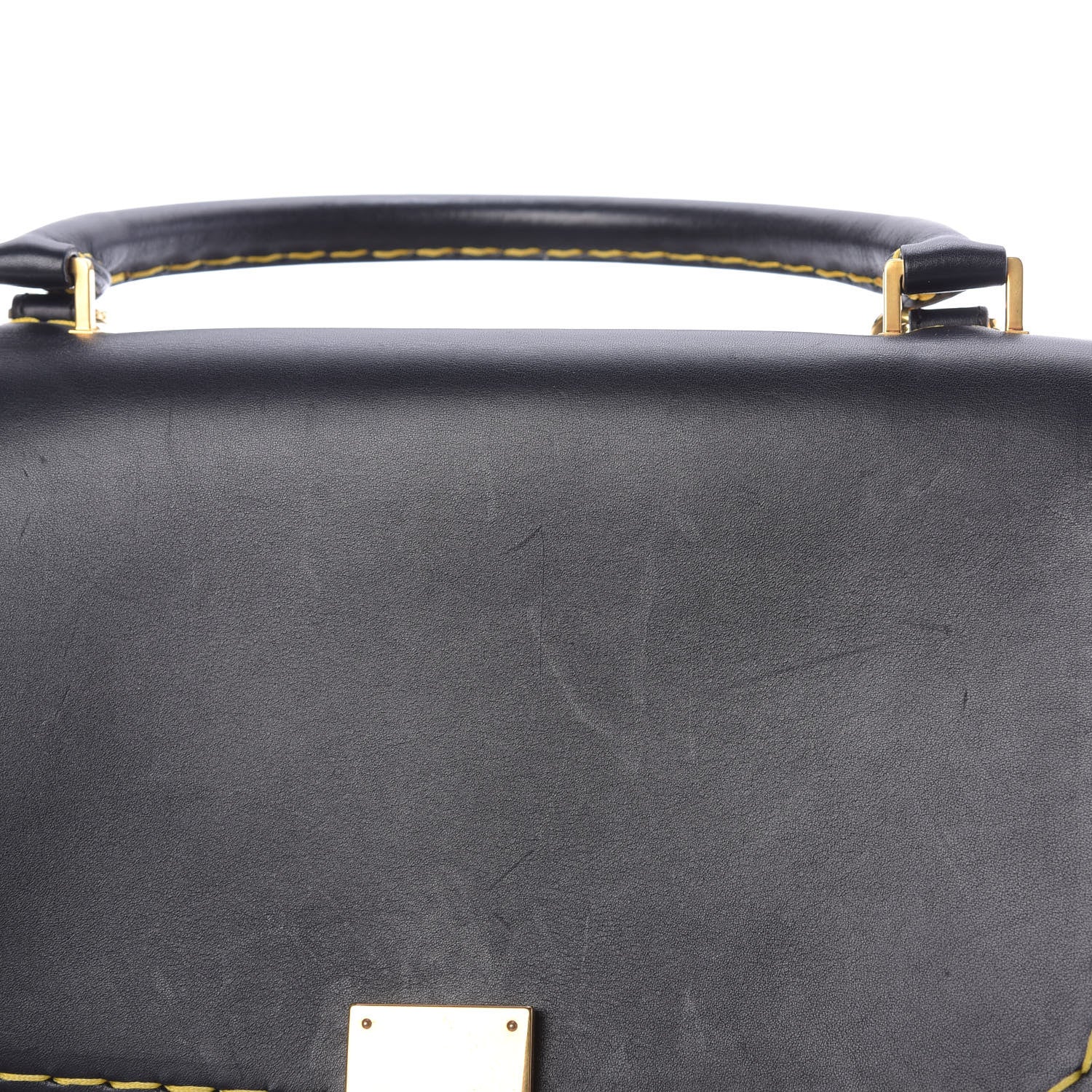 Celine Smooth Calfskin Yellow Stitching Medium Trapeze Black 13 of 14