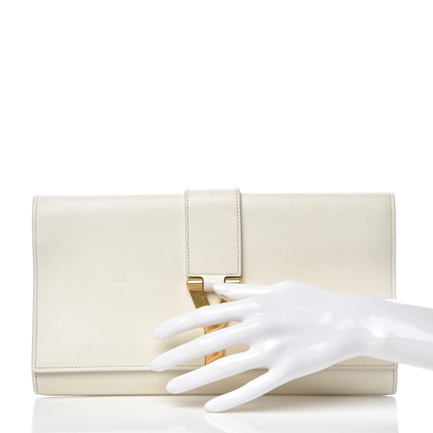 Saint Laurent Calfskin Classic Y Clutch White 2 of 11