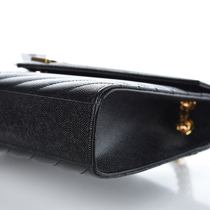 Saint Laurent Grain De Poudre Matelasse Chevron Medium Monogram Satchel Black 9 of 9