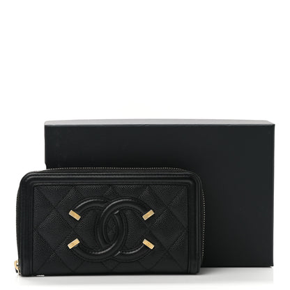 Chanel Caviar Quilted Medium Filigree Zip Around Wallet Black 10 of 10
