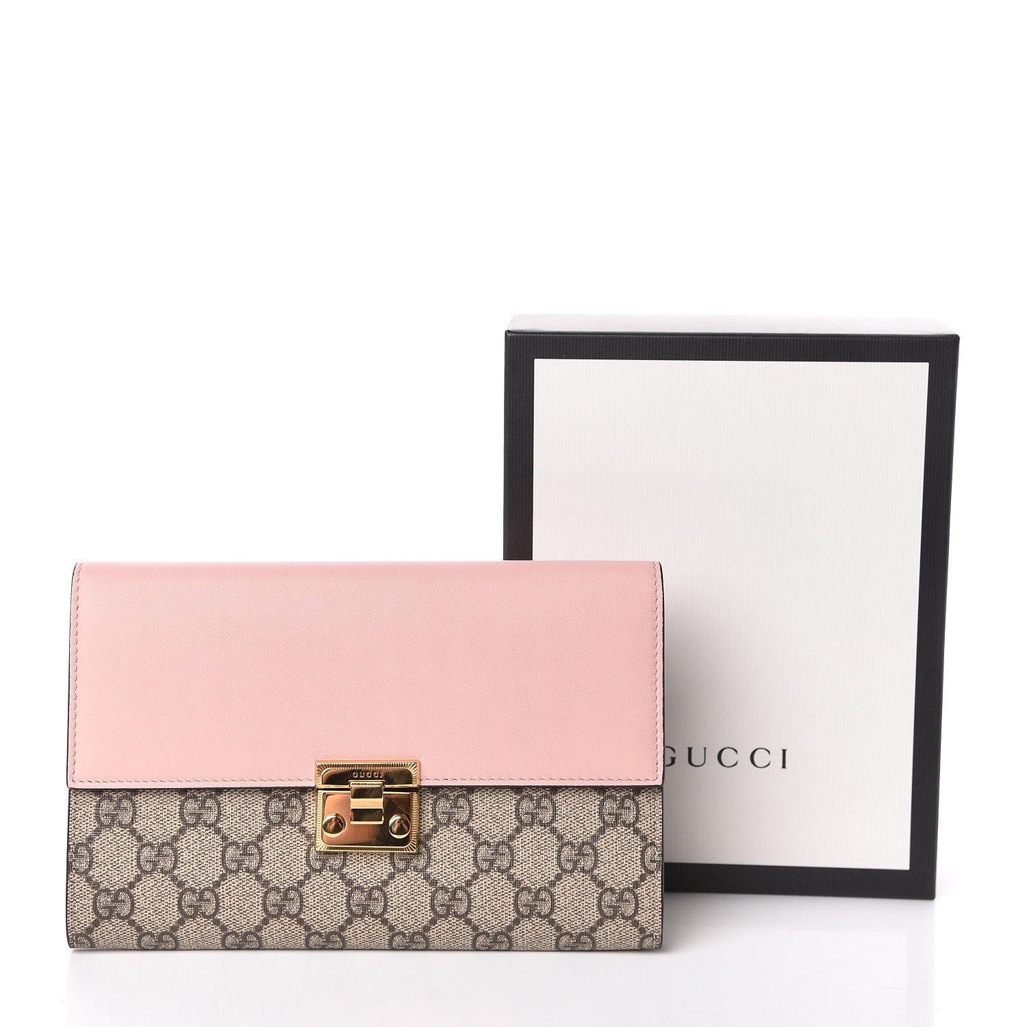 Gucci GG Supreme Monogram Calfskin Padlock Clutch Beige Perfect Pink 11 of 11