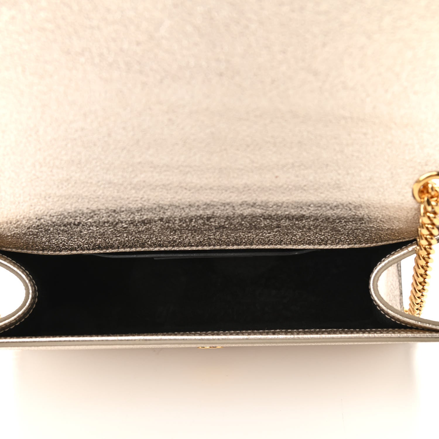 Saint Laurent Metallic Calfskin Medium Classic Monogram Kate Satchel Pale Gold 5 of 9