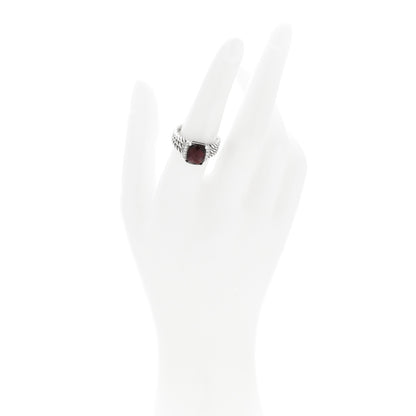 David Yurman Sterling Silver Diamond Garnet 10mm Petite Wheaton Ring 54 6.75 2 of 4