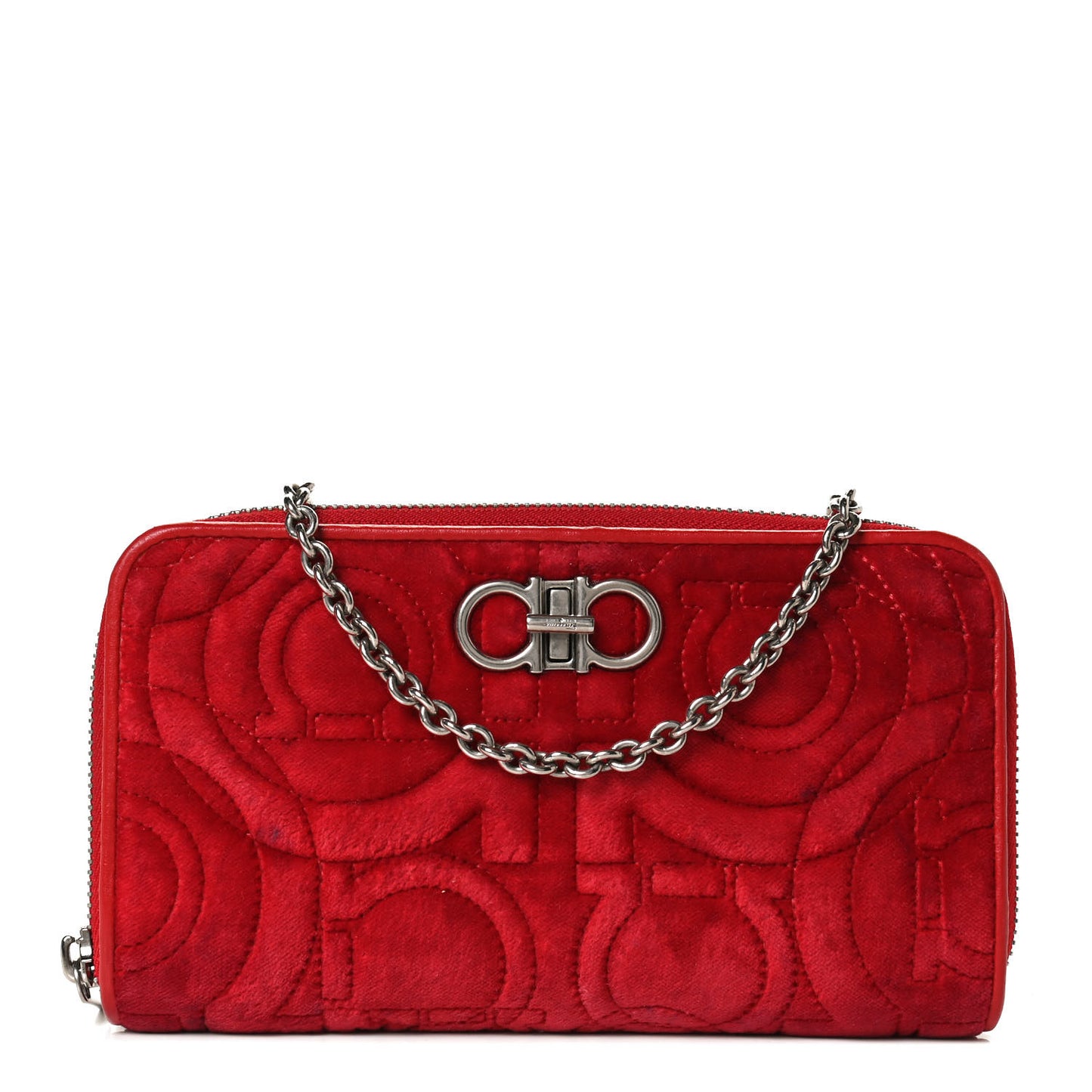 Velvet Quilted Gancini Wallet on Chain