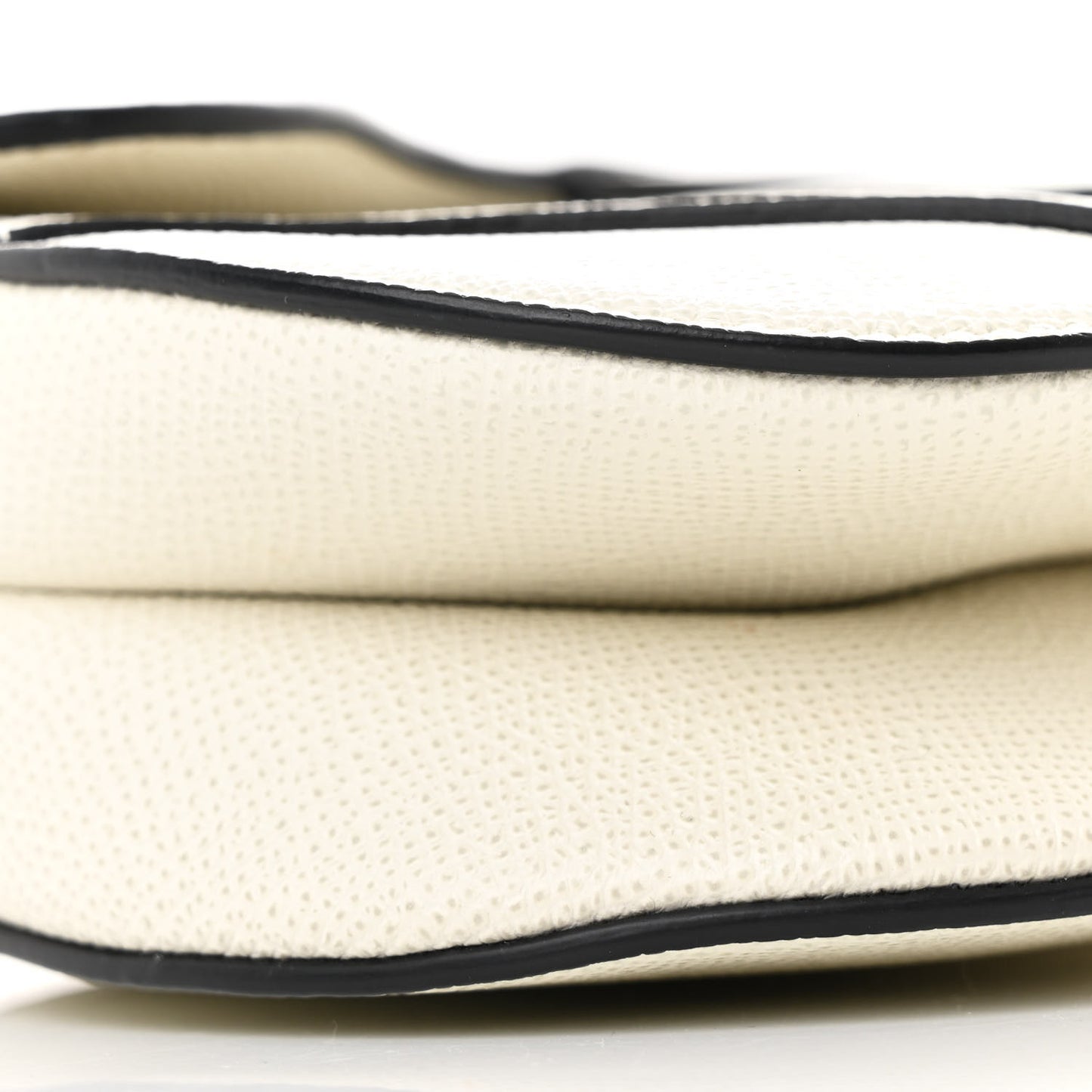 Grained Calfskin Mini Saddle Bag White