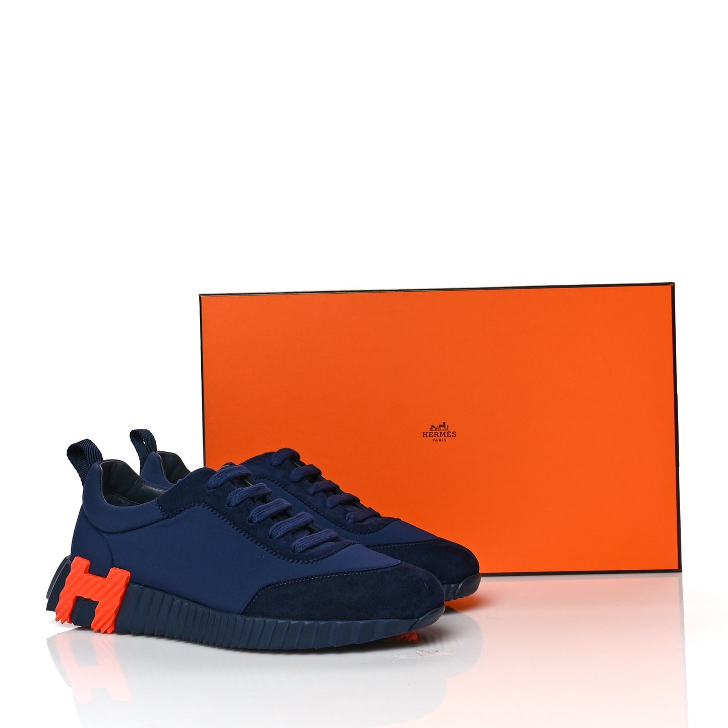 Technical Jersey Suede Goatskin Bouncing Sneakers 38.5 Marine