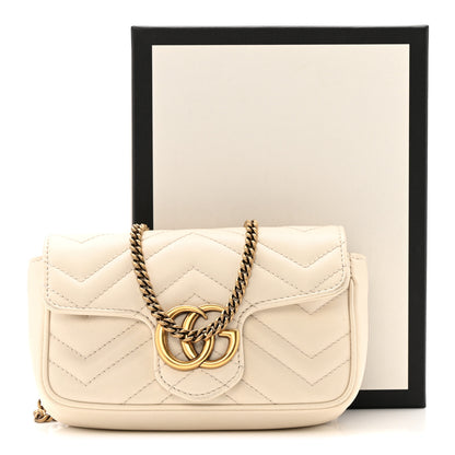 Gucci Calfskin Matelasse Super Mini GG Marmont Shoulder Bag White 16 of 16