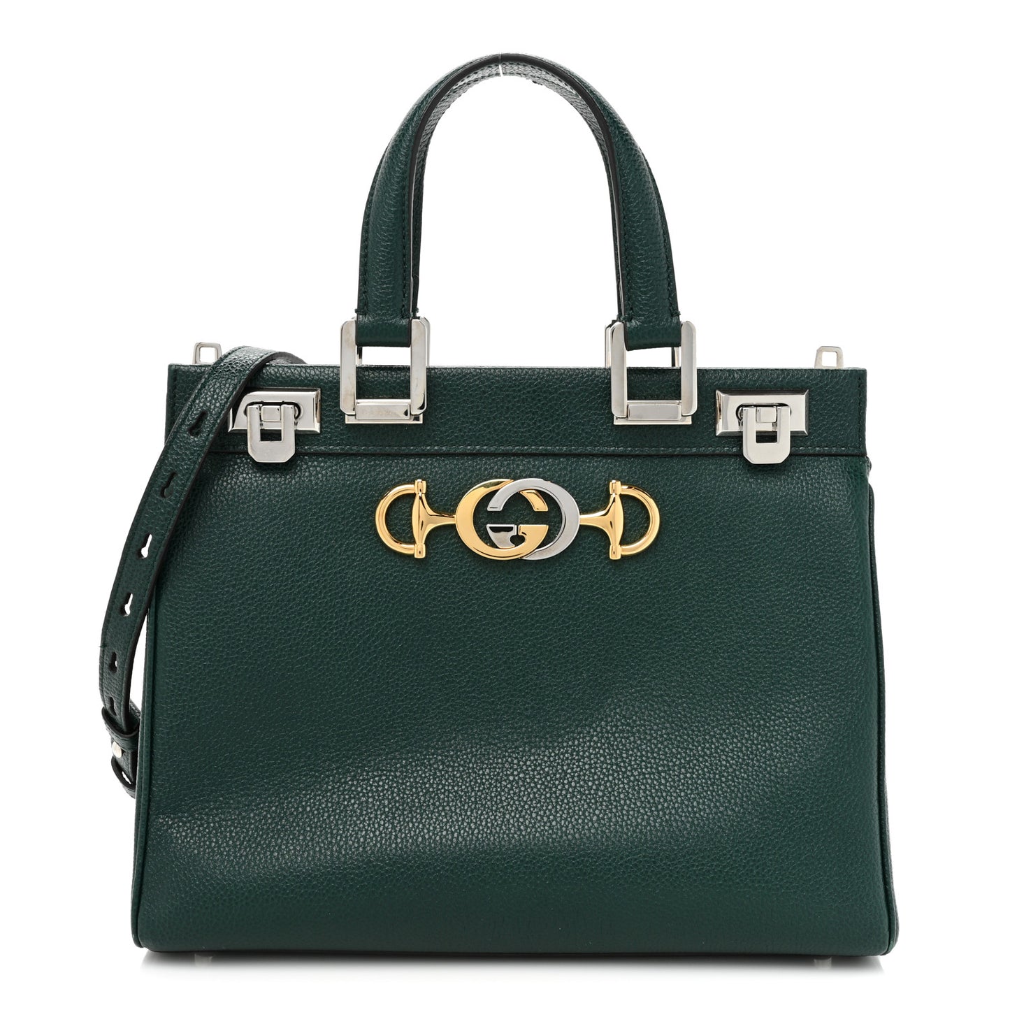 Grainy Calfskin Small Zumi Top Handle Bag Vintage Green