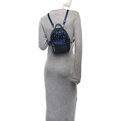 MCM Metallic Calfskin Stud X-Mini Stark Bebe Boo Backpack Blue 3 of 9